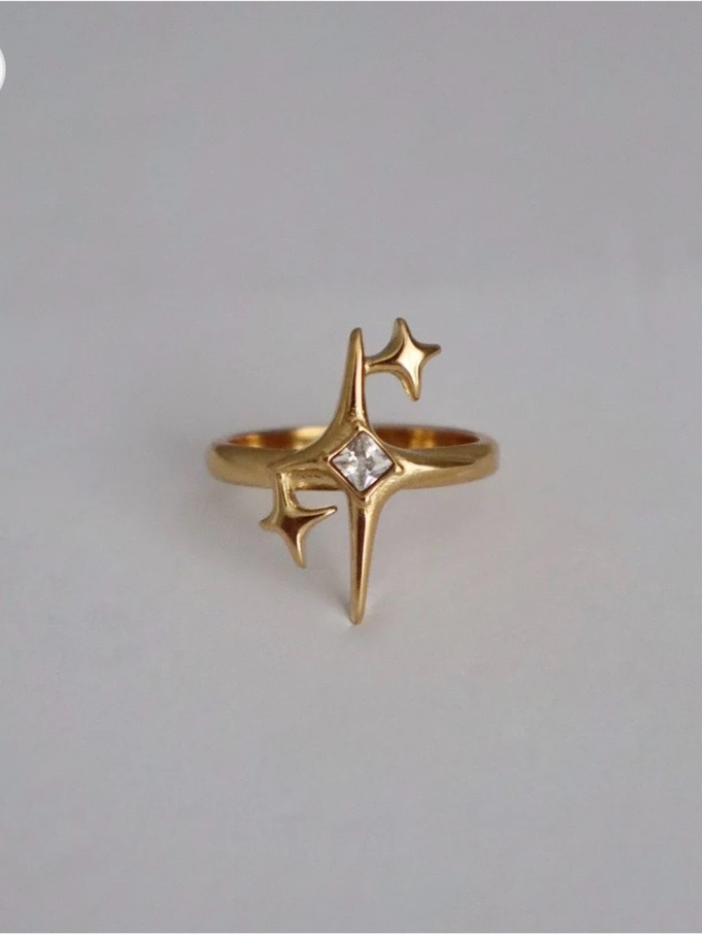 Jessa Jewelry - Gold Starburst CZ Ring - Women Jewelry